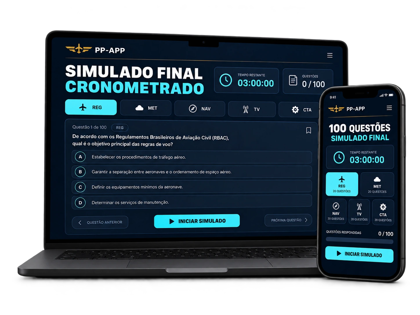 Bônus 03 — Simulado Final Cronometrado no computador e celular, com 100 questões e duração de três horas